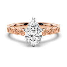 Load image into Gallery viewer, Pear Shaped Moissanite Engagement Ring With Milgrain Edges