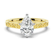 Load image into Gallery viewer, Pear Shaped Moissanite Engagement Ring With Milgrain Edges