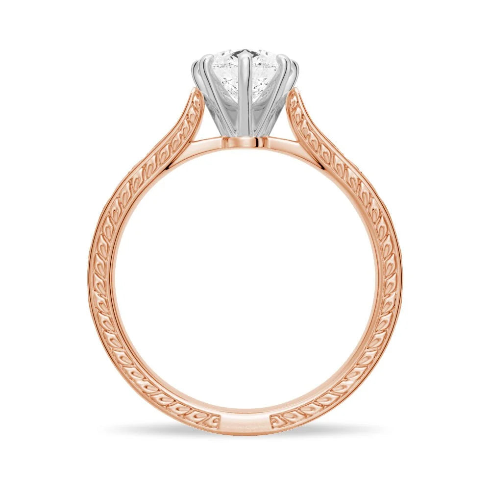 Pear Shaped Moissanite Engagement Ring With Milgrain Edges