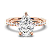 Load image into Gallery viewer, Pear-Shaped Pavé Band Moissanite Engagement Ring