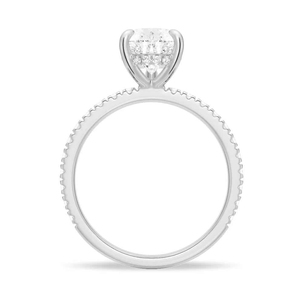 Pear-Shaped Pavé Band Moissanite Engagement Ring