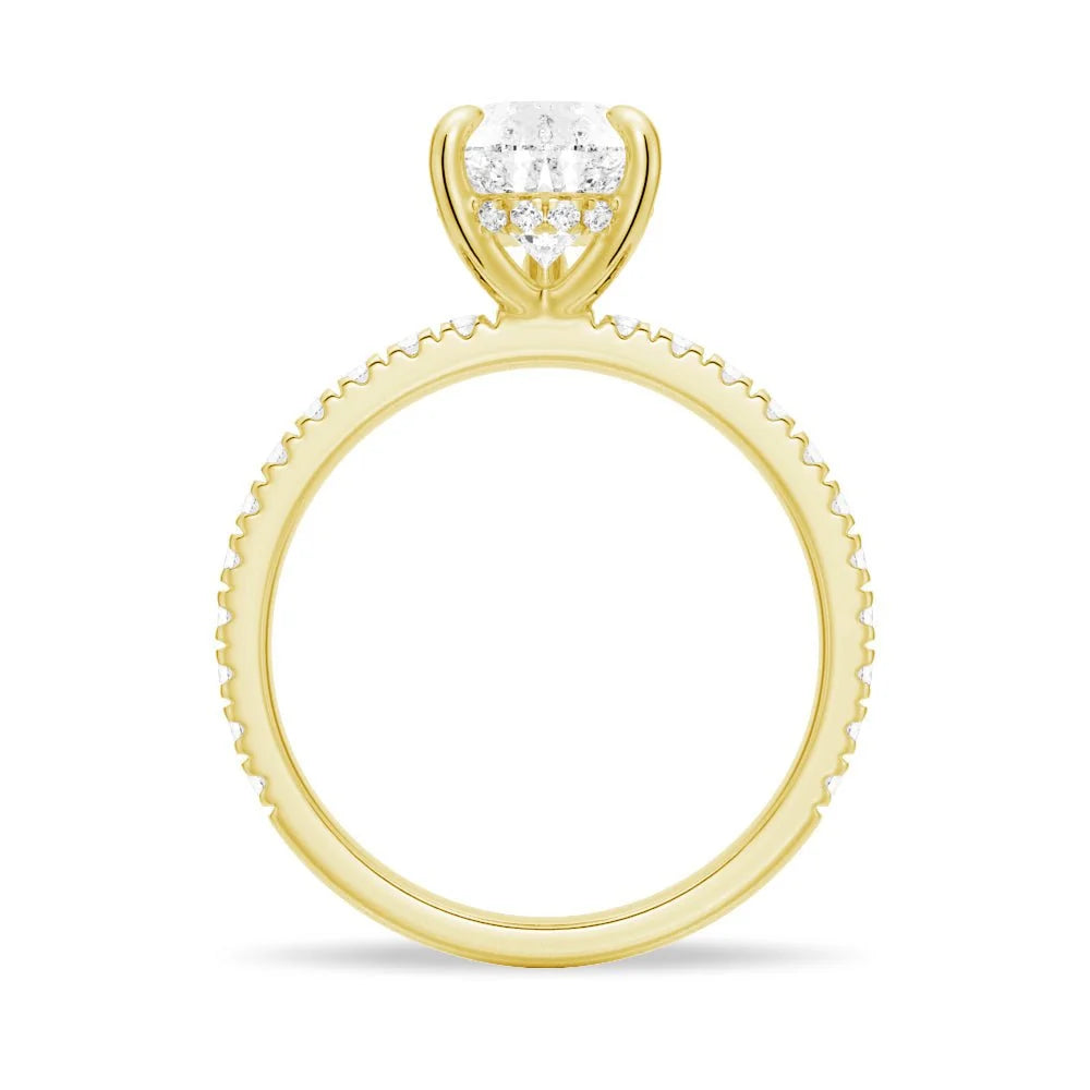 Pear-Shaped Pavé Band Moissanite Engagement Ring