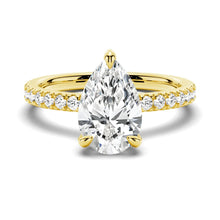 Load image into Gallery viewer, Pear-Shaped Pavé Band Moissanite Engagement Ring