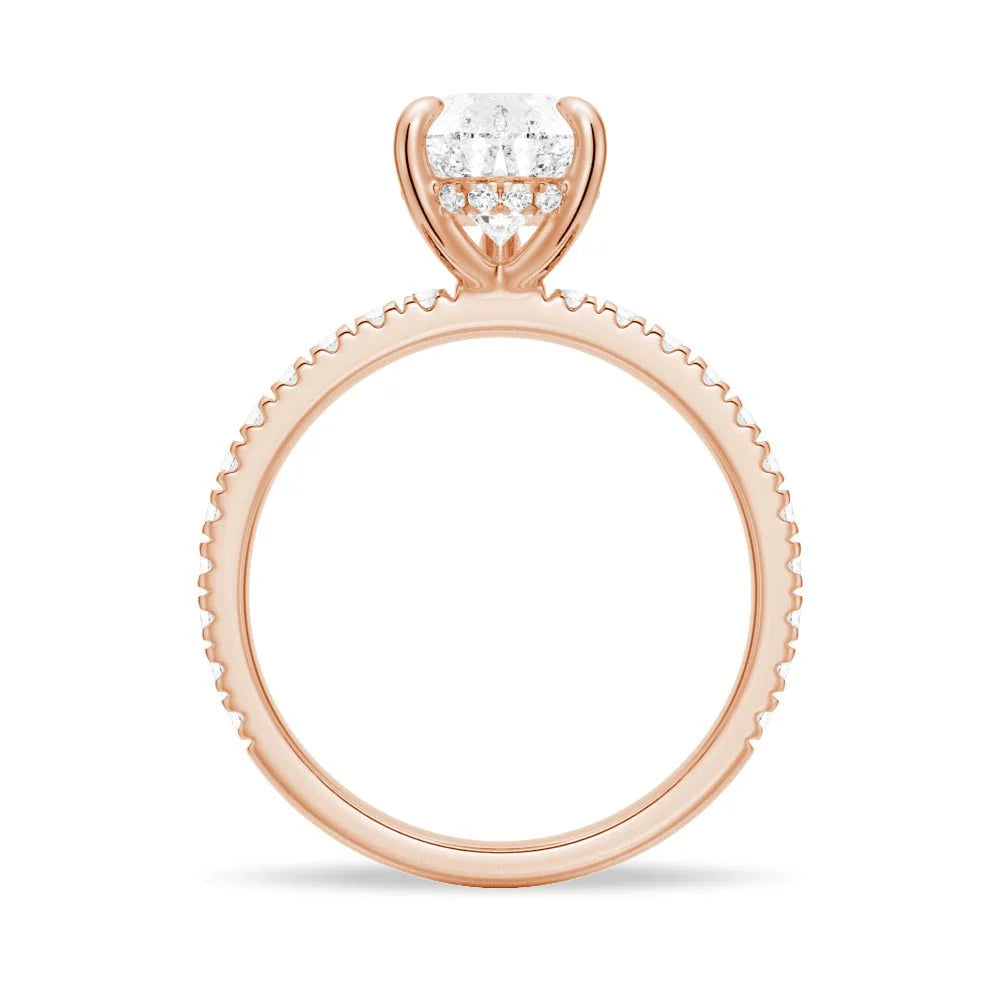 Pear-Shaped Pavé Band Moissanite Engagement Ring