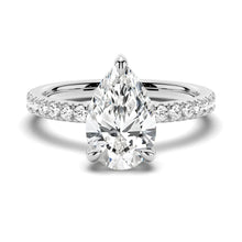 Load image into Gallery viewer, Pear-Shaped Pavé Band Moissanite Engagement Ring