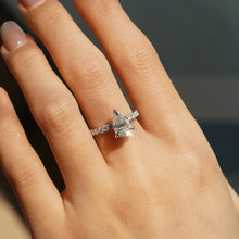 Load image into Gallery viewer, Pear-Shaped Pavé Band Moissanite Engagement Ring