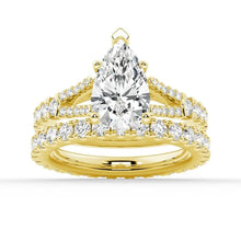 Load image into Gallery viewer, Pear Shaped Split-Shank Moissanite Bridal Set