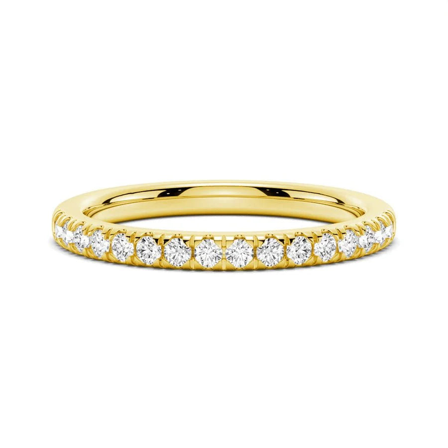 2mm French Pavé Moissanite Wedding Band in 14K Yellow Gold