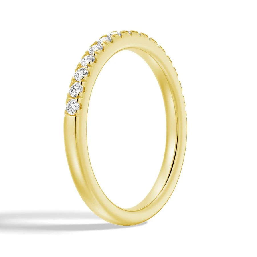 Petite French Pavé Moissanite Wedding Band | 1.4mm | Gold, Silver, Platinum