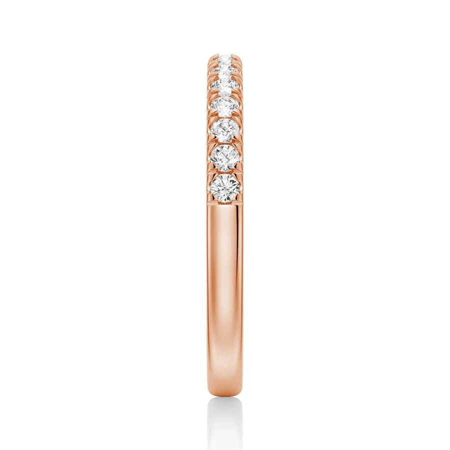 2mm French Pavé Moissanite Wedding Band | 925 Silver, 10K-18K Gold, Platinum
