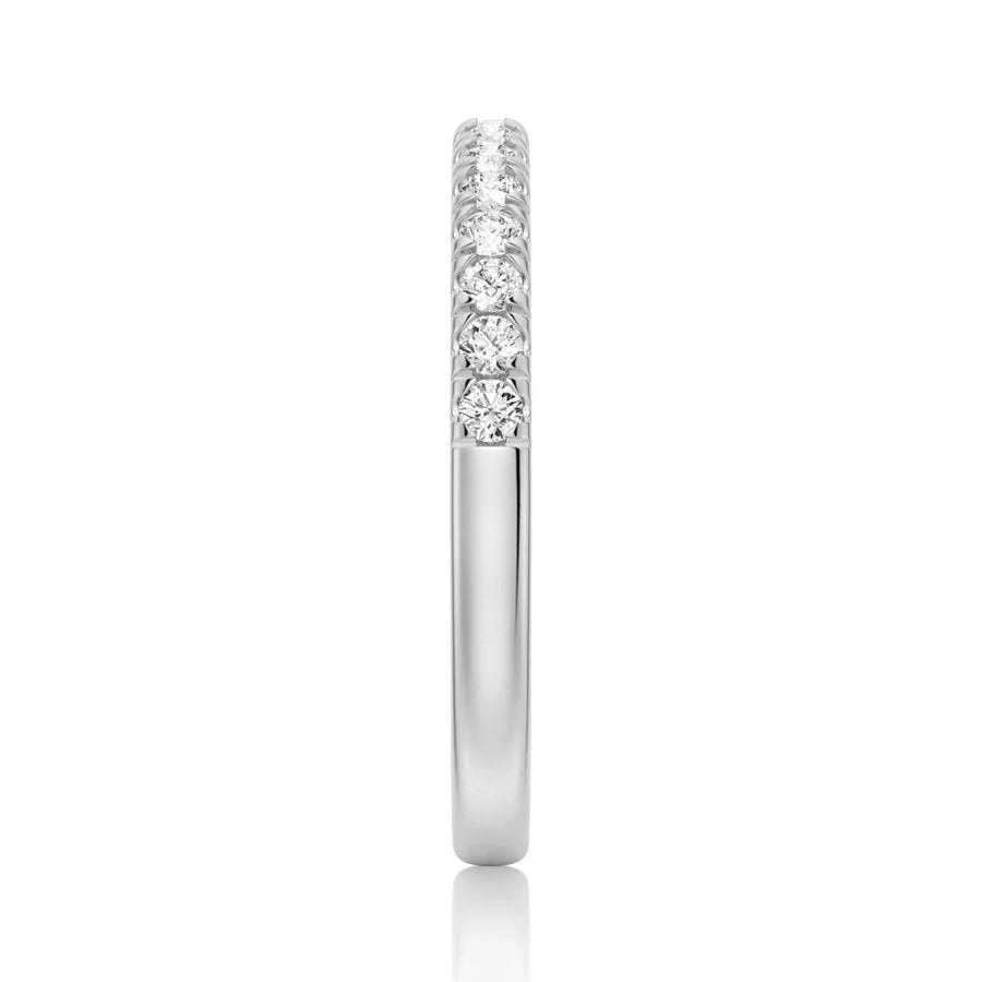 Slim Moissanite Wedding Band – Top Angle Close-Up