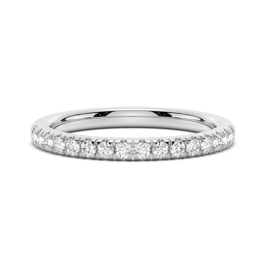 2mm French Pavé Moissanite Wedding Band | 925 Silver, 10K-18K Gold, Platinum