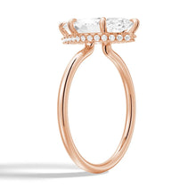 Load image into Gallery viewer, Petite Marquise Solitaire Moissanite Engagement Ring With Hidden Halo