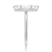 Load image into Gallery viewer, Petite Marquise Solitaire Moissanite Engagement Ring With Hidden Halo