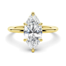 Load image into Gallery viewer, Petite Marquise Solitaire Moissanite Engagement Ring With Hidden Halo