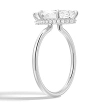 Load image into Gallery viewer, Petite Marquise Solitaire Moissanite Engagement Ring With Hidden Halo