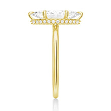 Load image into Gallery viewer, Petite Marquise Solitaire Moissanite Engagement Ring With Hidden Halo