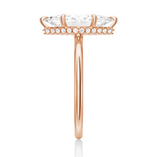 Load image into Gallery viewer, Petite Marquise Solitaire Moissanite Engagement Ring With Hidden Halo