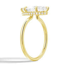 Load image into Gallery viewer, Petite Marquise Solitaire Moissanite Engagement Ring With Hidden Halo