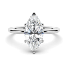 Load image into Gallery viewer, Petite Marquise Solitaire Moissanite Engagement Ring With Hidden Halo