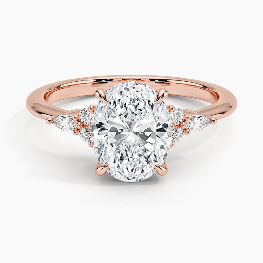 Oval Moissanite Ring with Side Accent Stones