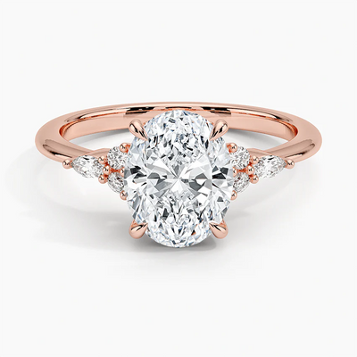 Oval Moissanite Ring with Side Accent Stones