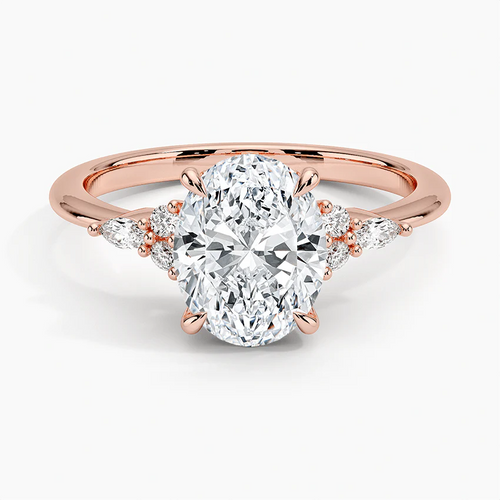 Oval Moissanite Ring with Side Accent Stones