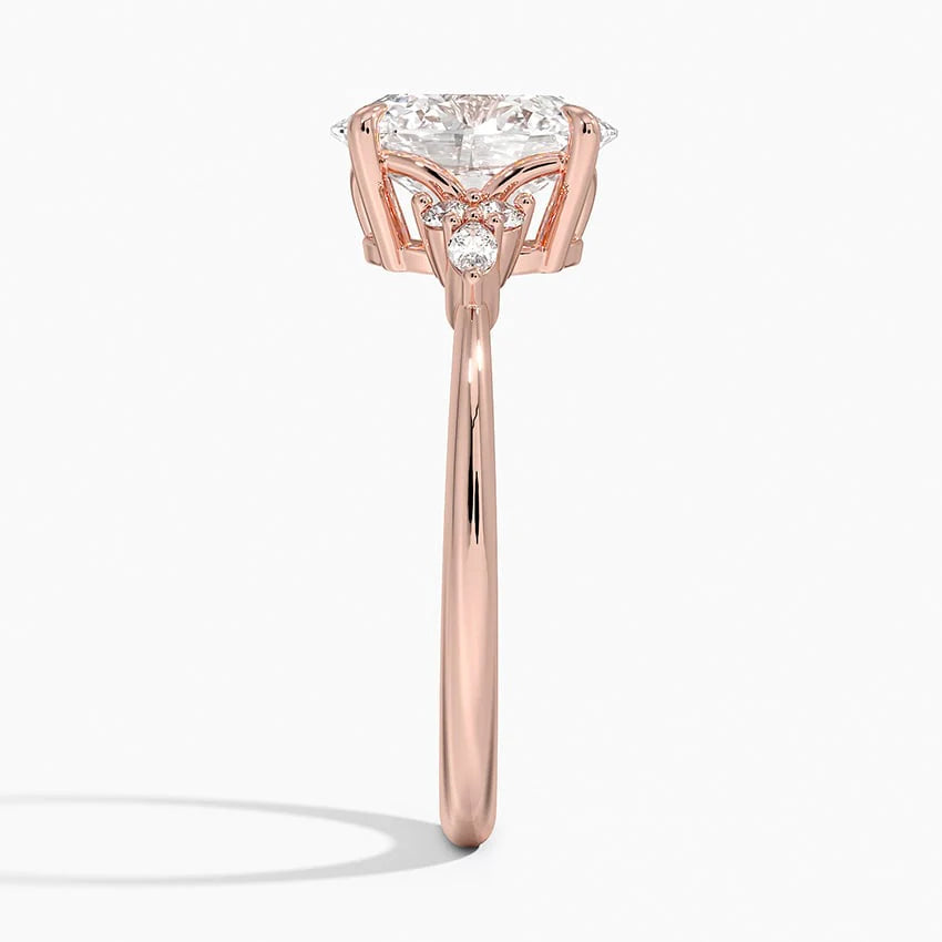 14K Gold Oval Moissanite Ring with Thin Band