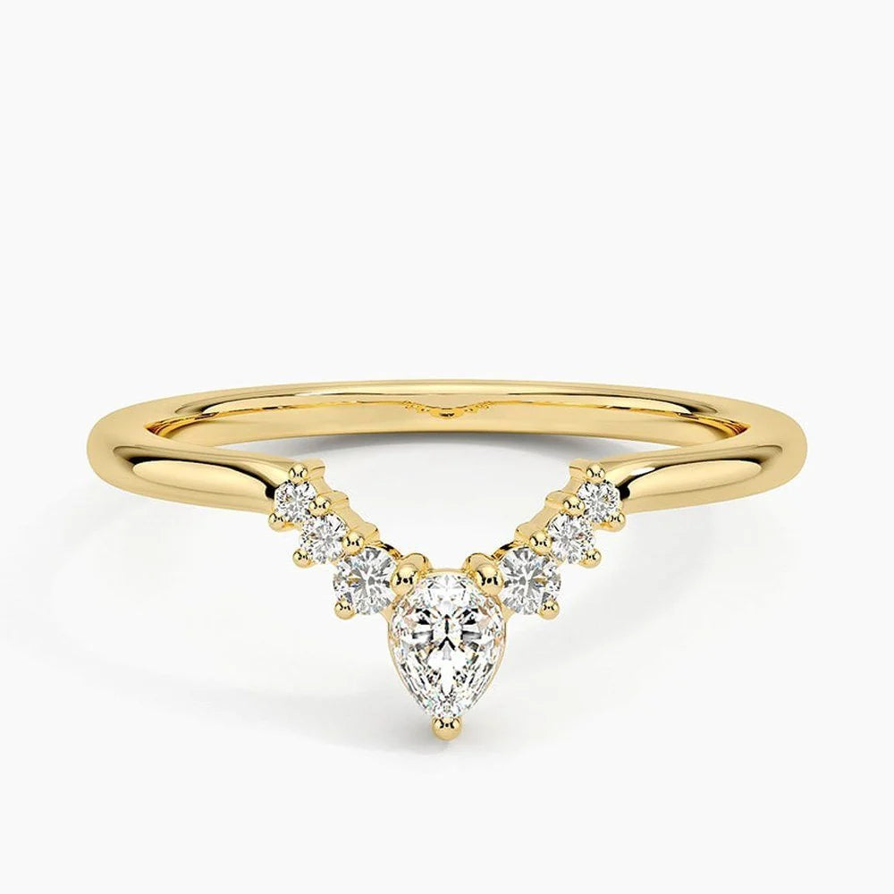 Petite Moissanite Wedding Band in Gold