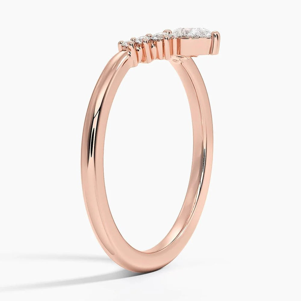 Slim Wedding Band with Pear and Round Stones