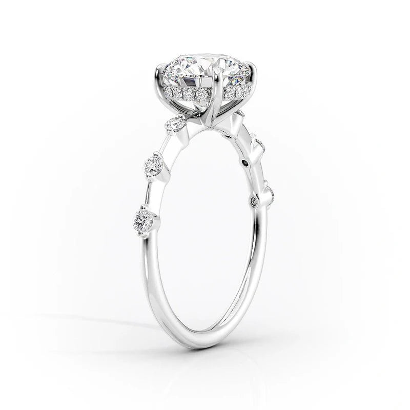 Romantic Hidden Halo Ring with Pear Center Stone