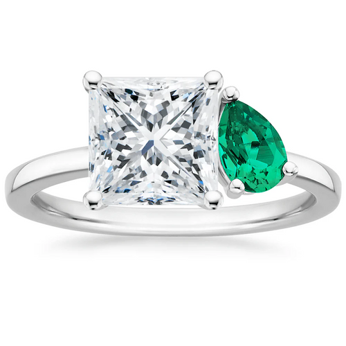 Princess and Pear Shaped Moissanite Engagement Ring
