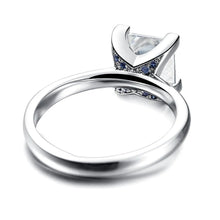 Load image into Gallery viewer, Princess Cut Moissanite Engagement Ring With Hidden Sapphires