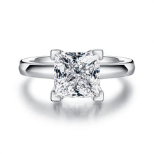Load image into Gallery viewer, Princess Cut Moissanite Engagement Ring With Hidden Sapphires