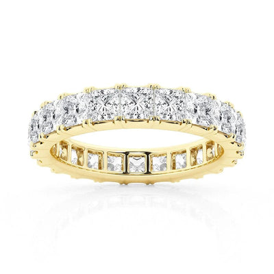 Princess Cut Moissanite Eternity Band 5CTW in Yellow Gold