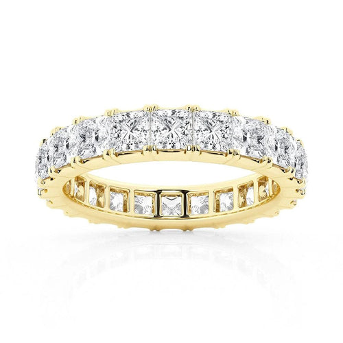 Princess Cut Moissanite Eternity Band 5CTW in Yellow Gold