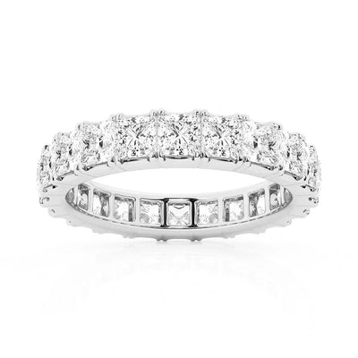925 Silver Princess Cut Moissanite Wedding Band Close-Up
