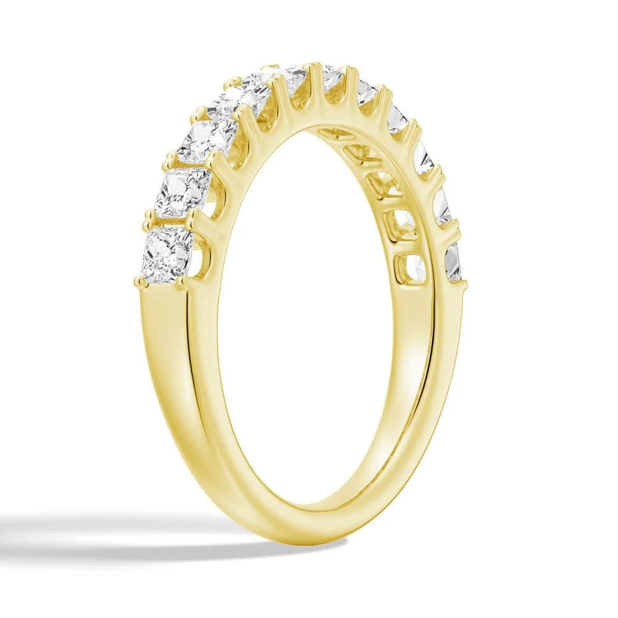 Close-up of Princess Cut Moissanite Stones in Channel Setting