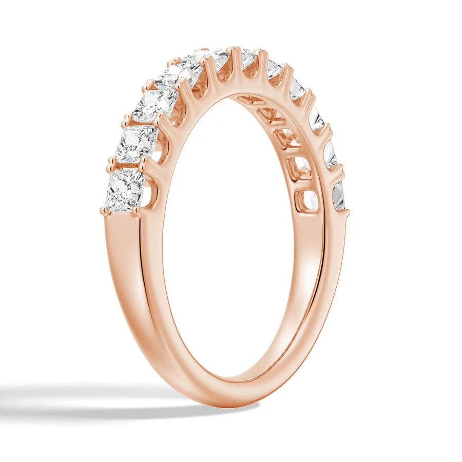 Princess Cut Moissanite Half Eternity Band | 1.65 CTW | 925 Silver to 18K Gold or Platinum