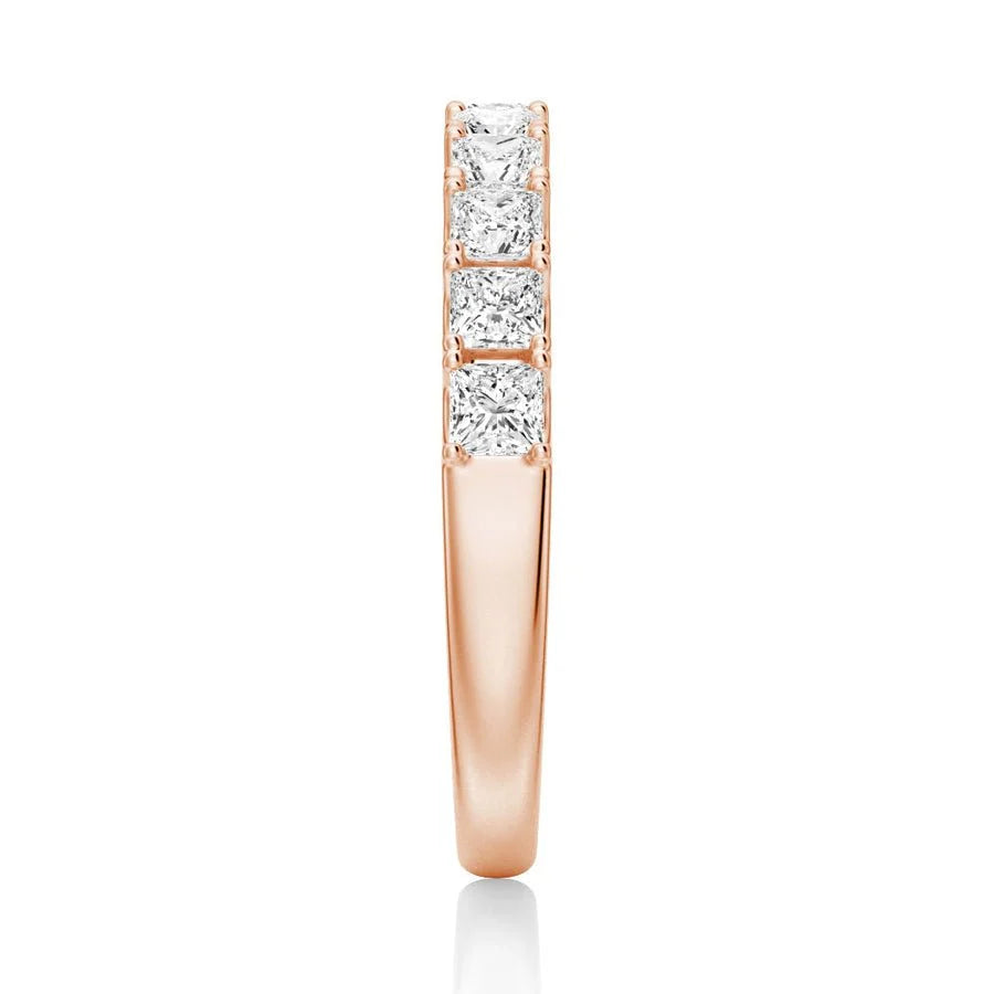 Princess Cut Moissanite Half Eternity Band | 1.65 CTW | 925 Silver to 18K Gold or Platinum