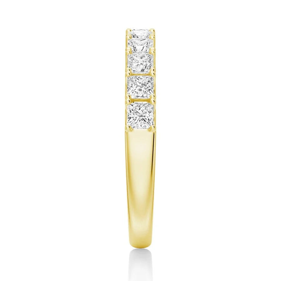 Princess Cut Moissanite Half Eternity Band | 1.65 CTW | 925 Silver to 18K Gold or Platinum