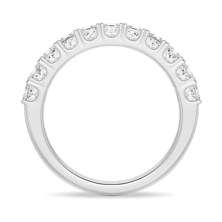 Half Eternity Moissanite Ring with Princess Cuts on Hand