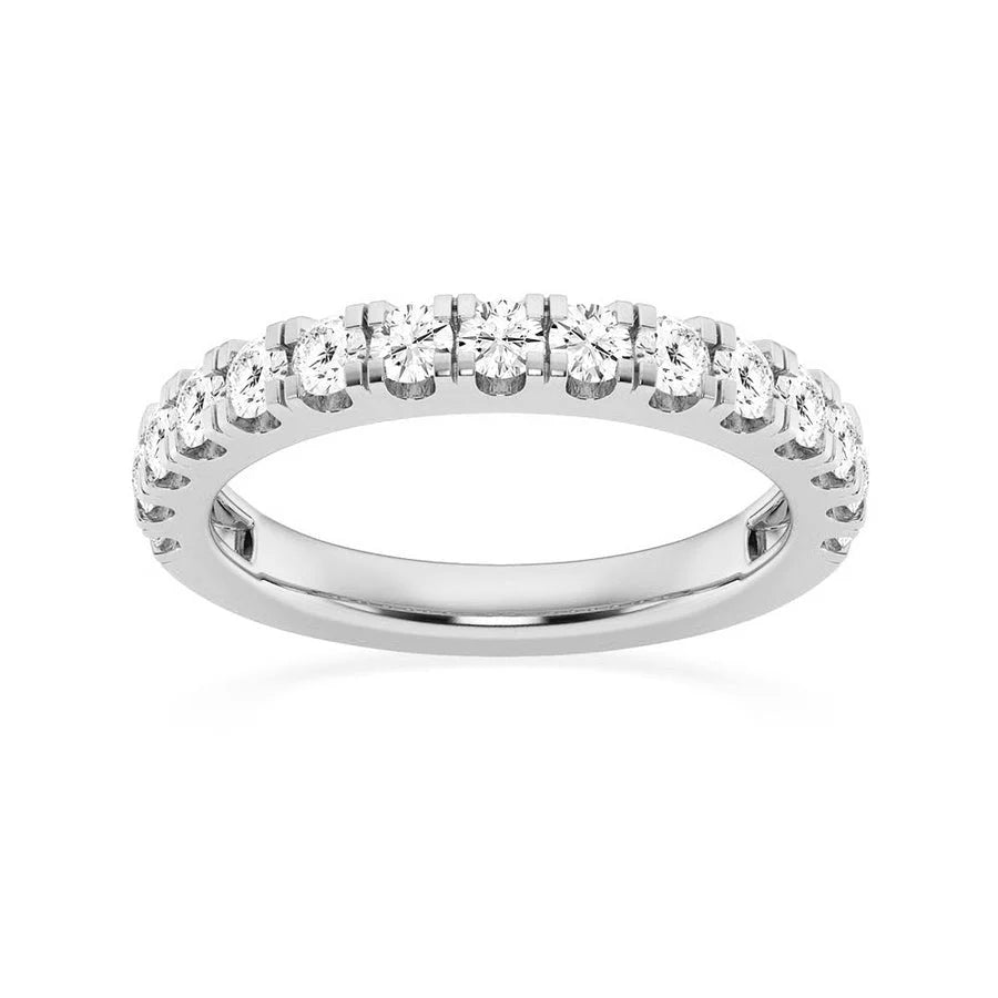 Stackable Wedding Ring with Round Moissanites