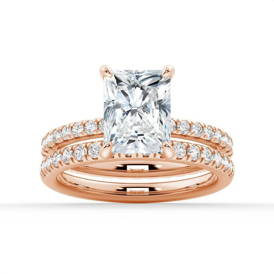 Radiant Cut Split-Shank Moissanite Bridal Set