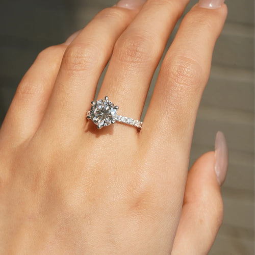 Round Moissanite Engagement Ring in Platinum