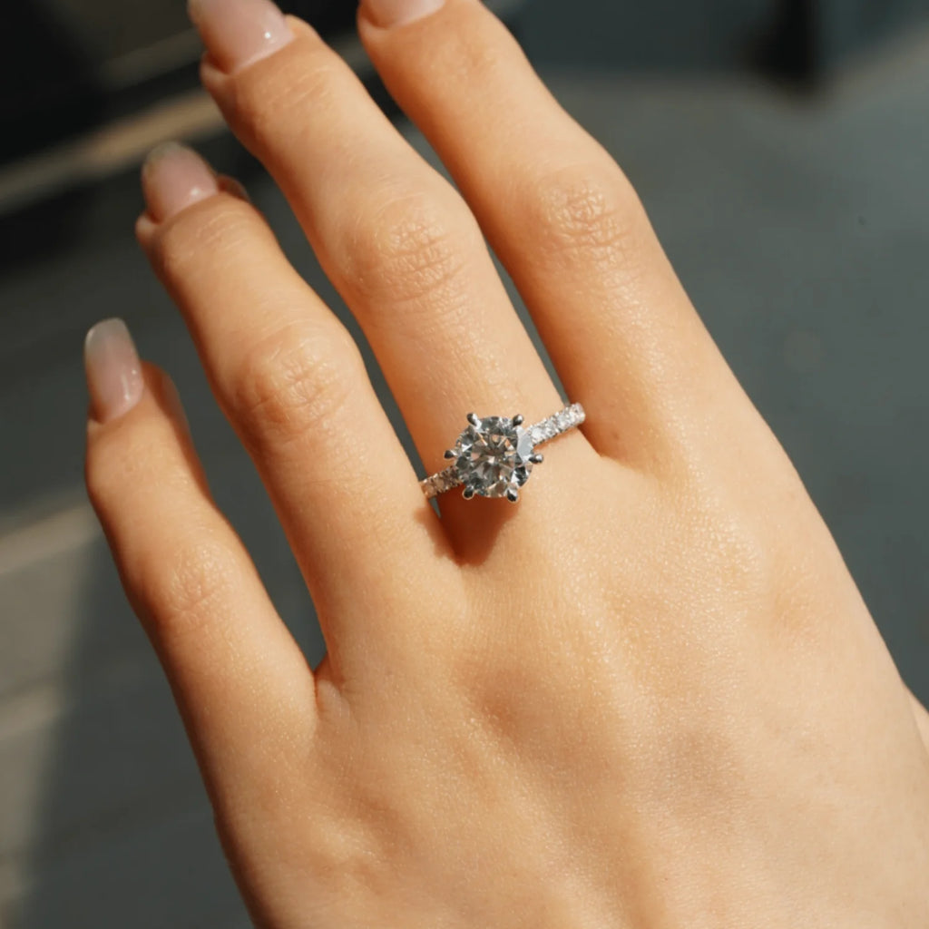 Elegant Solitaire Moissanite Ring with Secret Halo