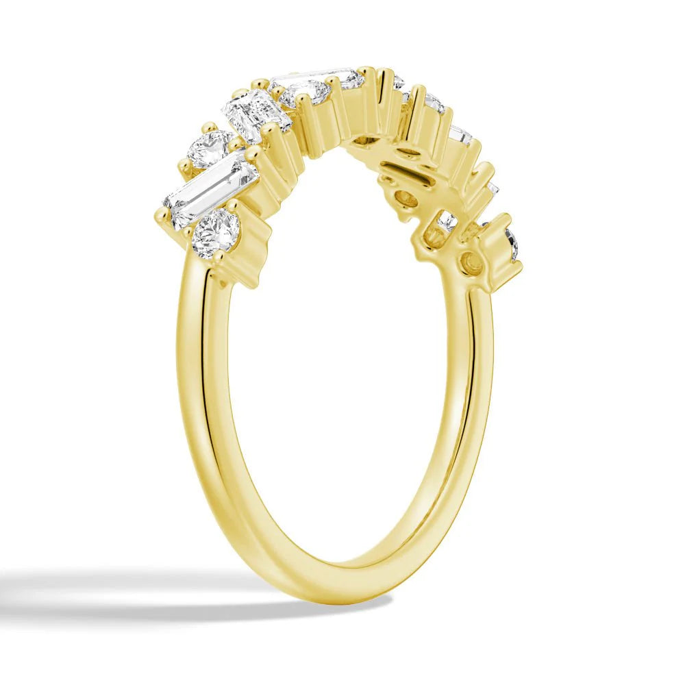 Gold Moissanite Wedding Band Closeup