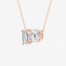 Load image into Gallery viewer, Dual Moissanite Pendant – Round &amp; Emerald Cuts | Silver &amp; Gold Options