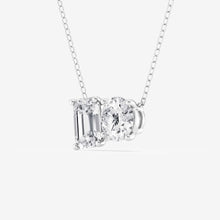 Load image into Gallery viewer, Dual Moissanite Pendant – Round &amp; Emerald Cuts | Silver &amp; Gold Options