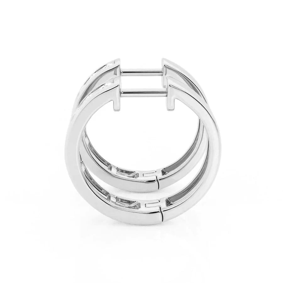 Moissanite Channel Hoop Earrings – Round Cut | Silver & Gold